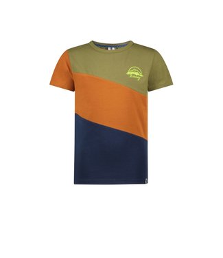 B.Nosy Jongens t-shirt colorblock - Hunter groen