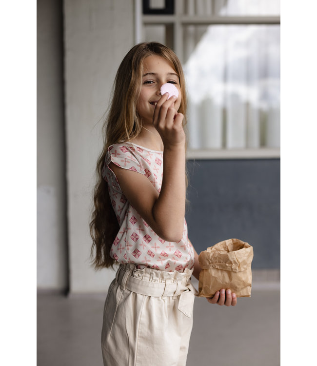 LEVV Meisjes t-shirt - Defne - AOP Creme geomatric