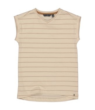 LEVV Meisjes t-shirt - Delphi - AOP Creme streep