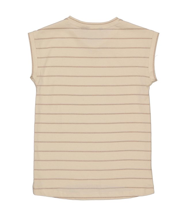 LEVV Meisjes t-shirt - Delphi - AOP Creme streep