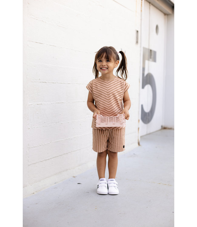LEVV Little Meisjes blouse - Eleke - Taupe streep