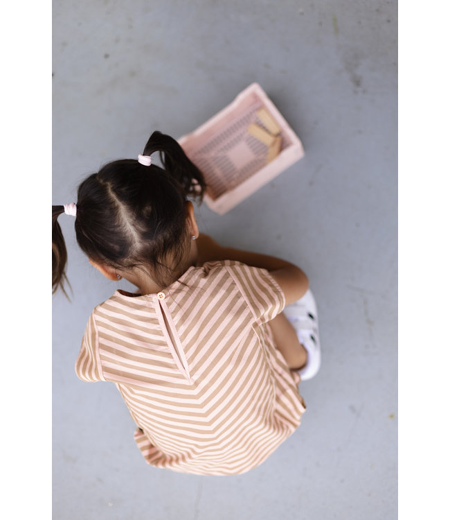 LEVV Little Meisjes blouse - Eleke - Taupe streep