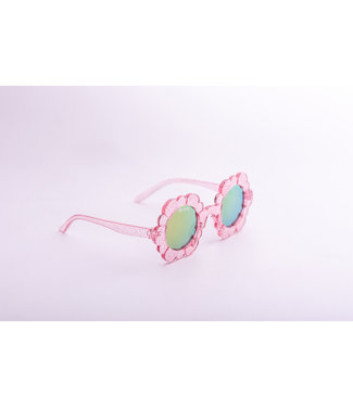 Quapi Meisjes zonnebril - Roze bloemen glitter