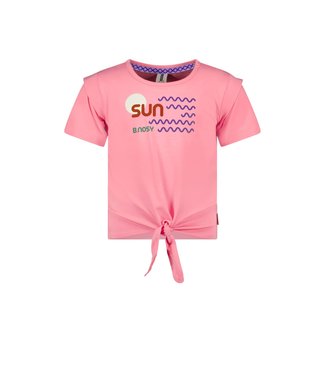 B.Nosy Meisjes t-shirt met knoop - Geranium roze