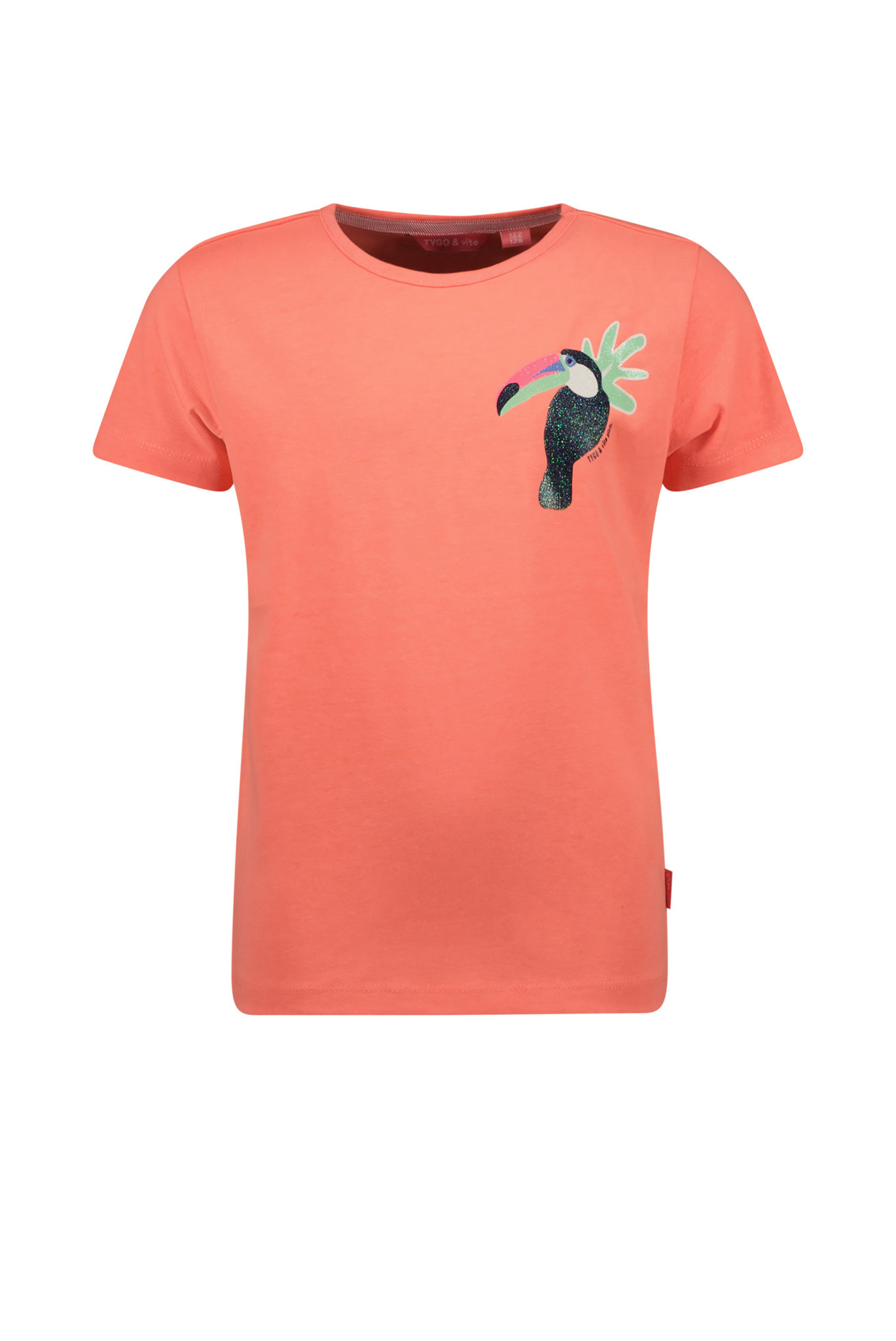 TYGO & vito meisjes t-shirt met glitterprint Toucan Coral