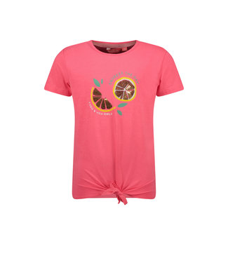 Tygo & Vito Meisjes t-shirt met knoop - Deep roze