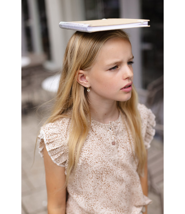 LEVV Meisjes t-shirt - Djuna - AOP Creme luipaard