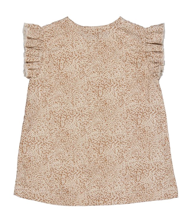 LEVV Meisjes t-shirt - Djuna - AOP Creme luipaard