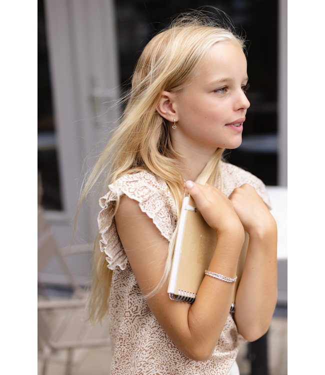 LEVV Meisjes t-shirt - Djuna - AOP Creme luipaard