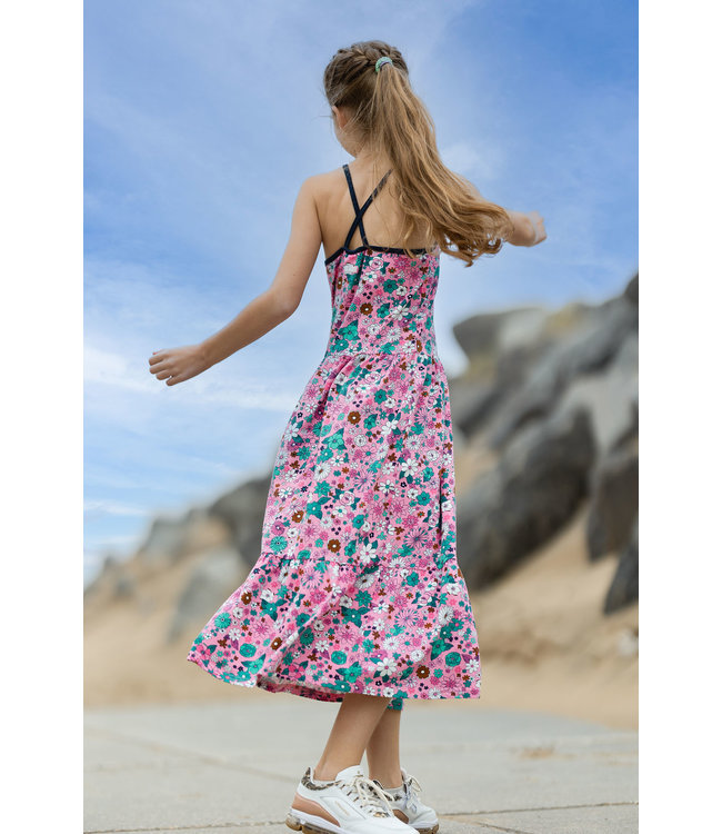 B.Nosy Meisjes jurk midi - Cute flower AOP