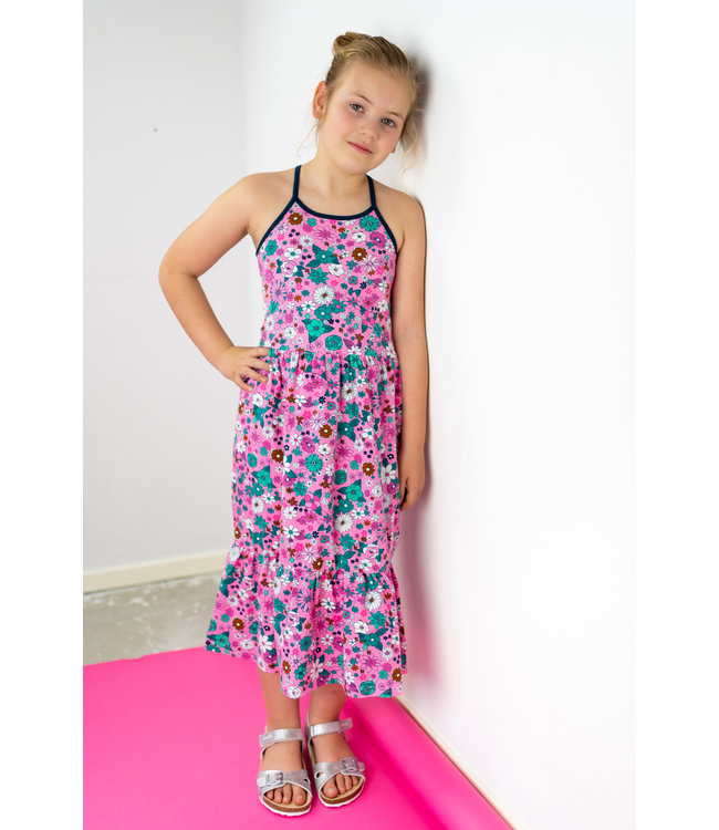 B.Nosy Meisjes jurk midi - Cute flower AOP