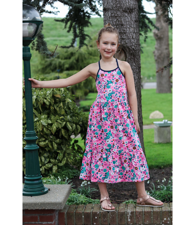 B.Nosy Meisjes jurk midi - Cute flower AOP