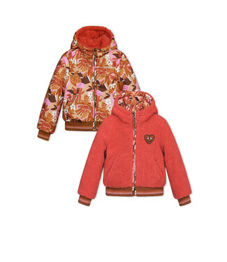 Moodstreet Meisjes winterjas reversibel - Rood hout