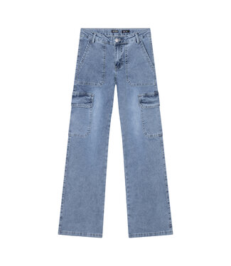 Indian Blue Jeans Meisjes jeansbroek Cargo wide fit - Licht denim