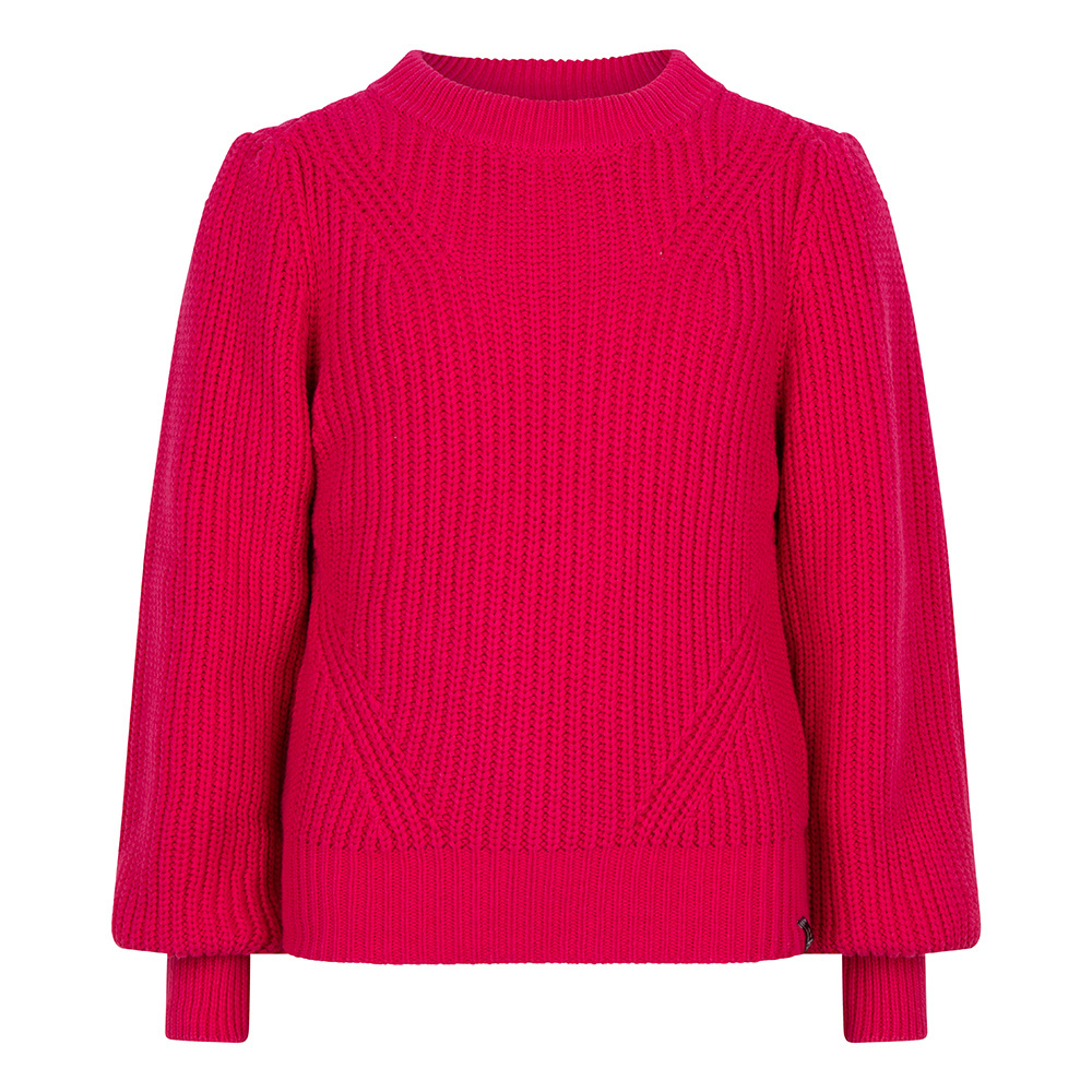 Meisjes trui gebreid - Helder magenta roze