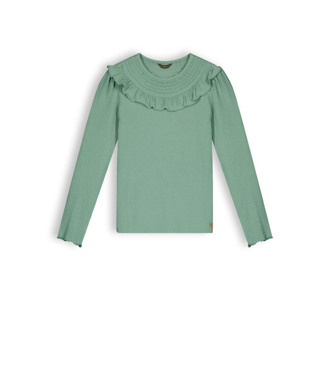 NoNo Meisjes shirt jersey rib - Kris - Loden Frost Groen