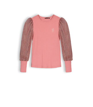 NoNo Meisjes shirt jersey rib - Sunset roze