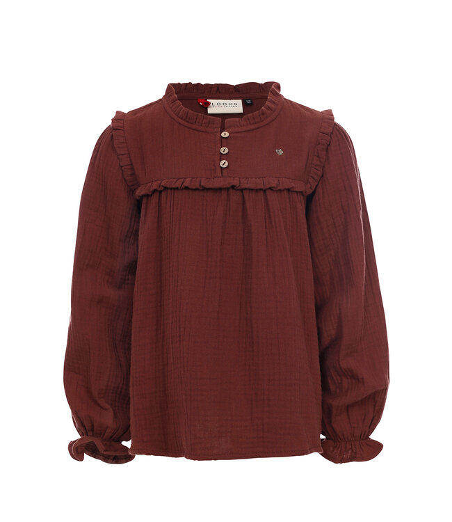 LOOXS Little Meisjes blouse mousseline - Wijn rood