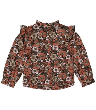 Quapi Meisjes blouse - Aline - AOP fusion bloemen koraal