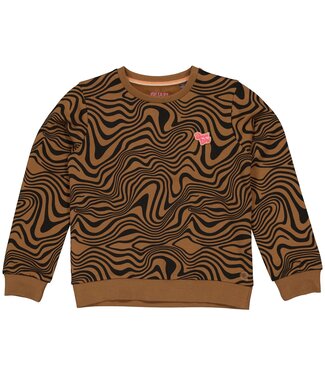 Quapi Meisjes sweater - Amara - AOP swirl zwart