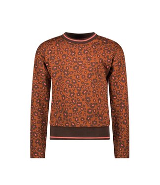 B.Nosy Meisjes sweater bruin - Bodine - Panter beyond AOP