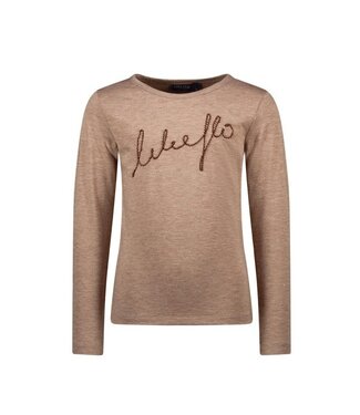 Like Flo Meisjes shirt lurex jersey - Taupe