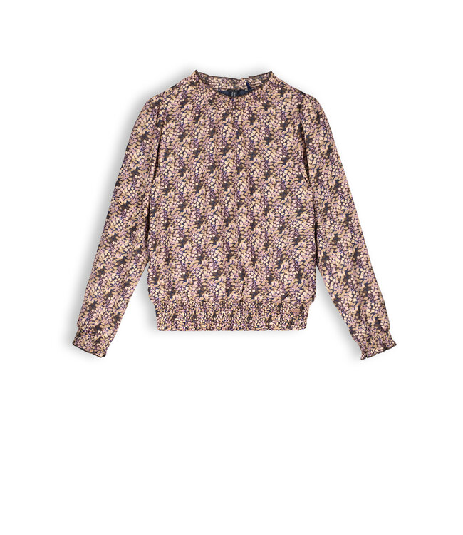 NoBell Meisjes blouse print - Tommy - Donker roast bruin