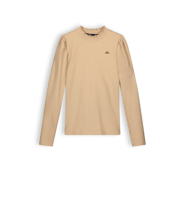 NoBell Meisjes shirt soft rib jersey - Kobus - Beige