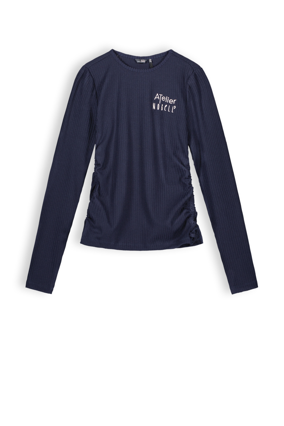 NoBell Meisjes shirt soft rib jersey - Koya - Navy blauw