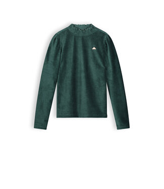NoBell Meisjes shirt rib velours - Kobus - Pine groen
