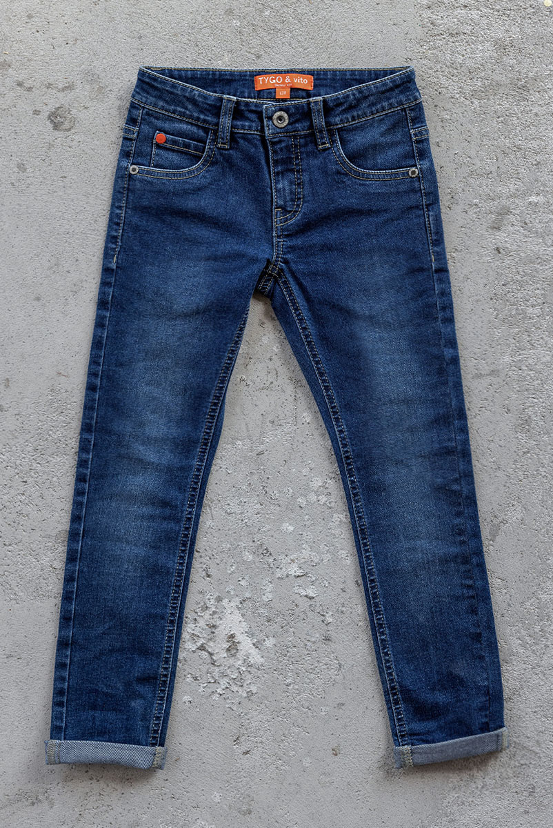 Tygo & Vito Jongens jeans broek skinny fit Binq - Donker blauw used