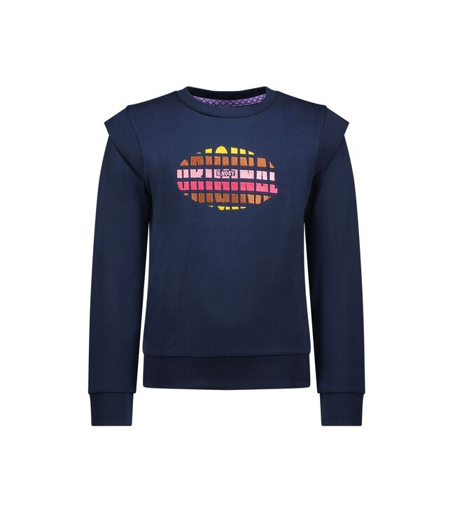 B.Nosy Meisjes sweater blauw - Orly - Navy blauw