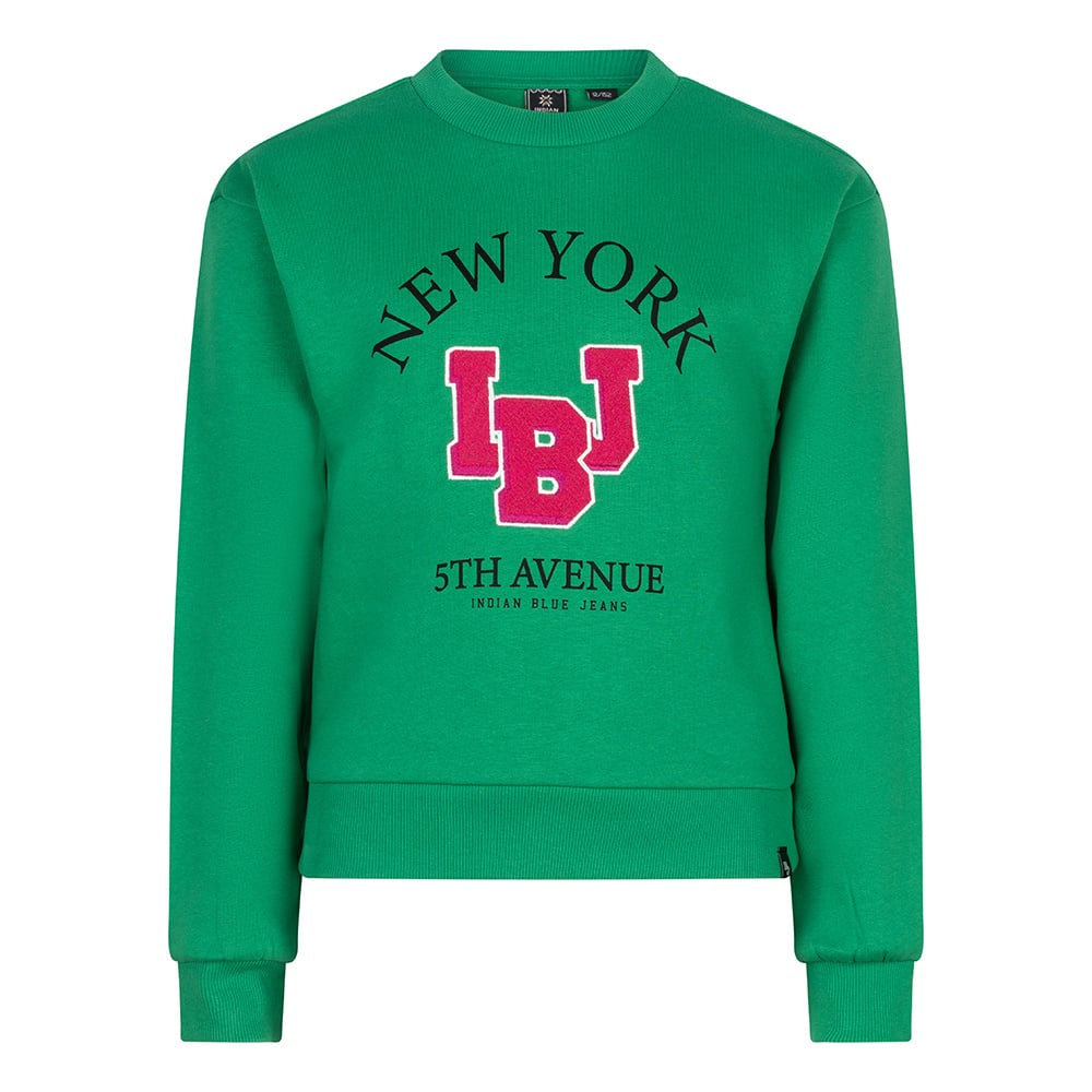 Meisjes sweater borduursel IBJ - Gras groen