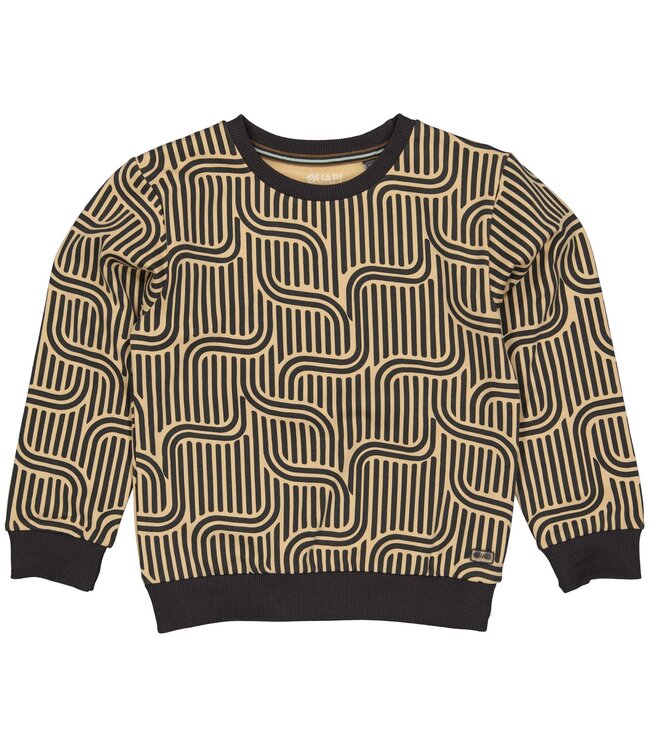 Quapi Jongens sweater - Aleso - AOP geomatric metaal grijs
