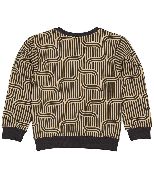 Quapi Jongens sweater - Aleso - AOP geomatric metaal grijs