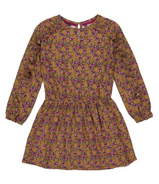 Quapi Meisjes jurk - Aafke - AOP floral amandel bruin