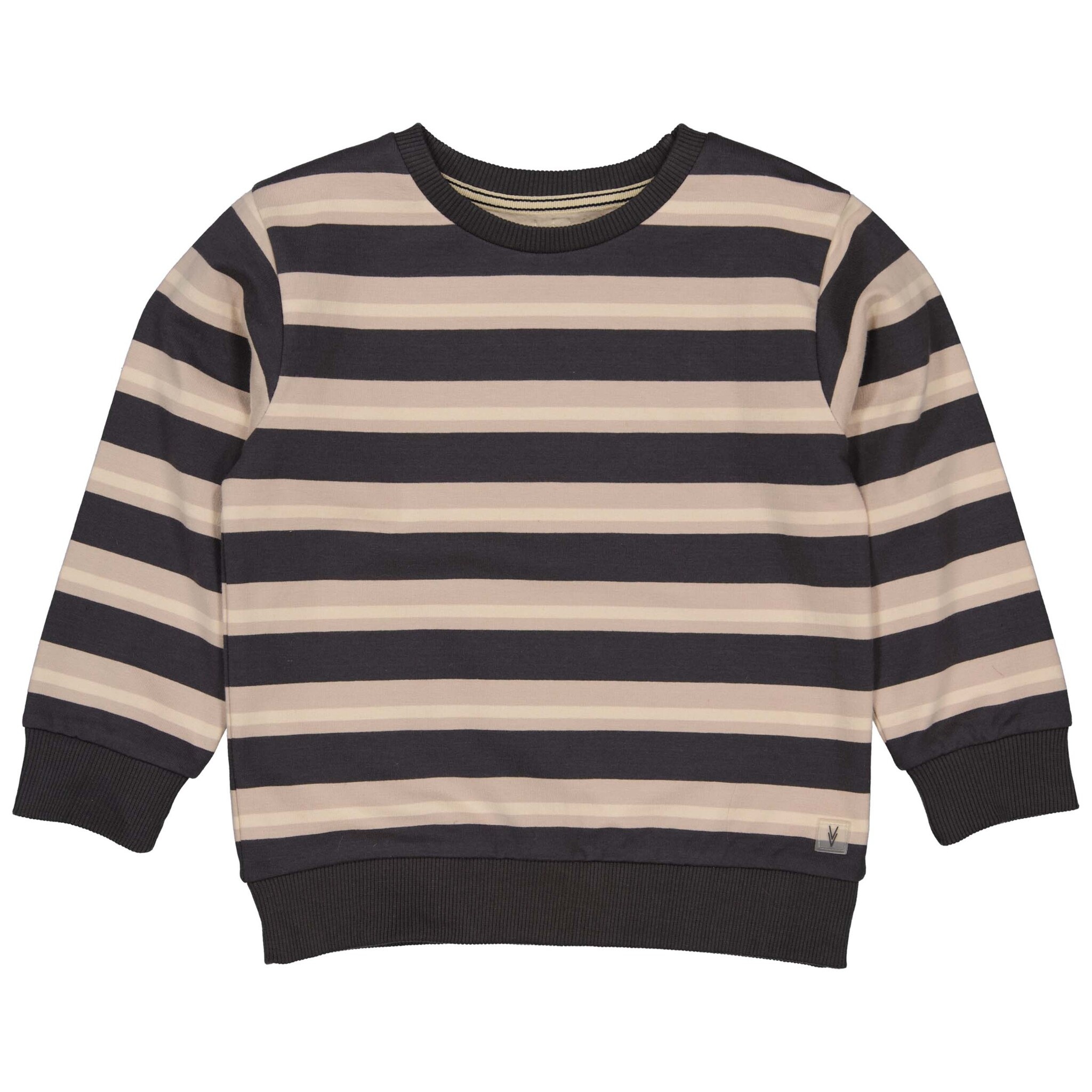 LEVV Little Jongens sweater - Ger - AOP streep raaf grijs