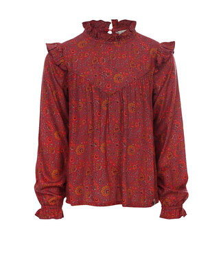 LOOXS Little Meisjes blouse viscose - Framboos paisley