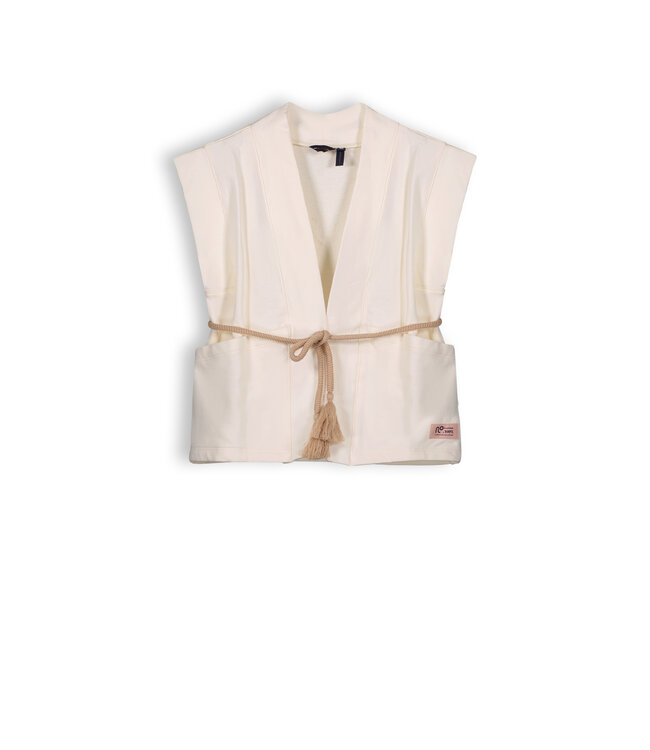 NoNo Meisjes sweat kimono - Kila - Pearled ivory