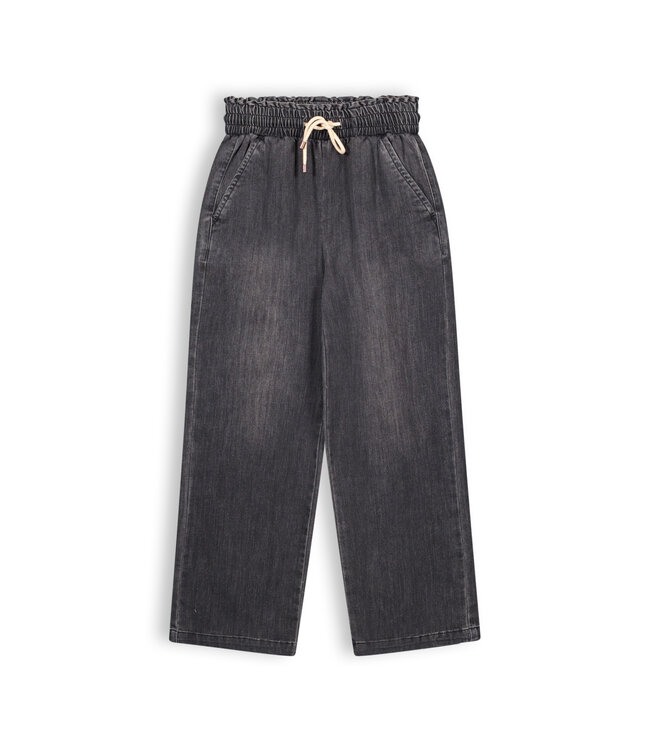 NoNo Meisjes denim broek palazzo - Sayla - Jet zwart