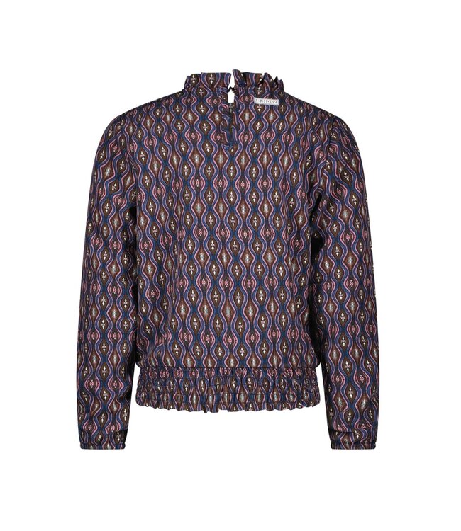 B.Nosy Meisjes blouse wavy print bruin - Venna - Victorious AOP