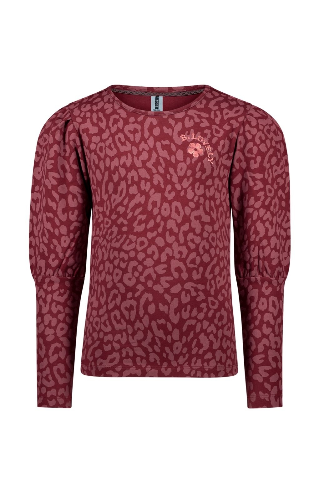 B.Nosy Meisjes shirt bordeaux - Deni - DK panter rood