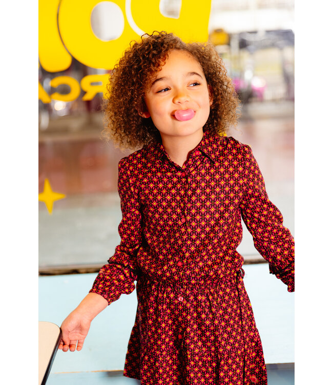 Quapi Meisjes jurk Adriana AOP retro lime groen