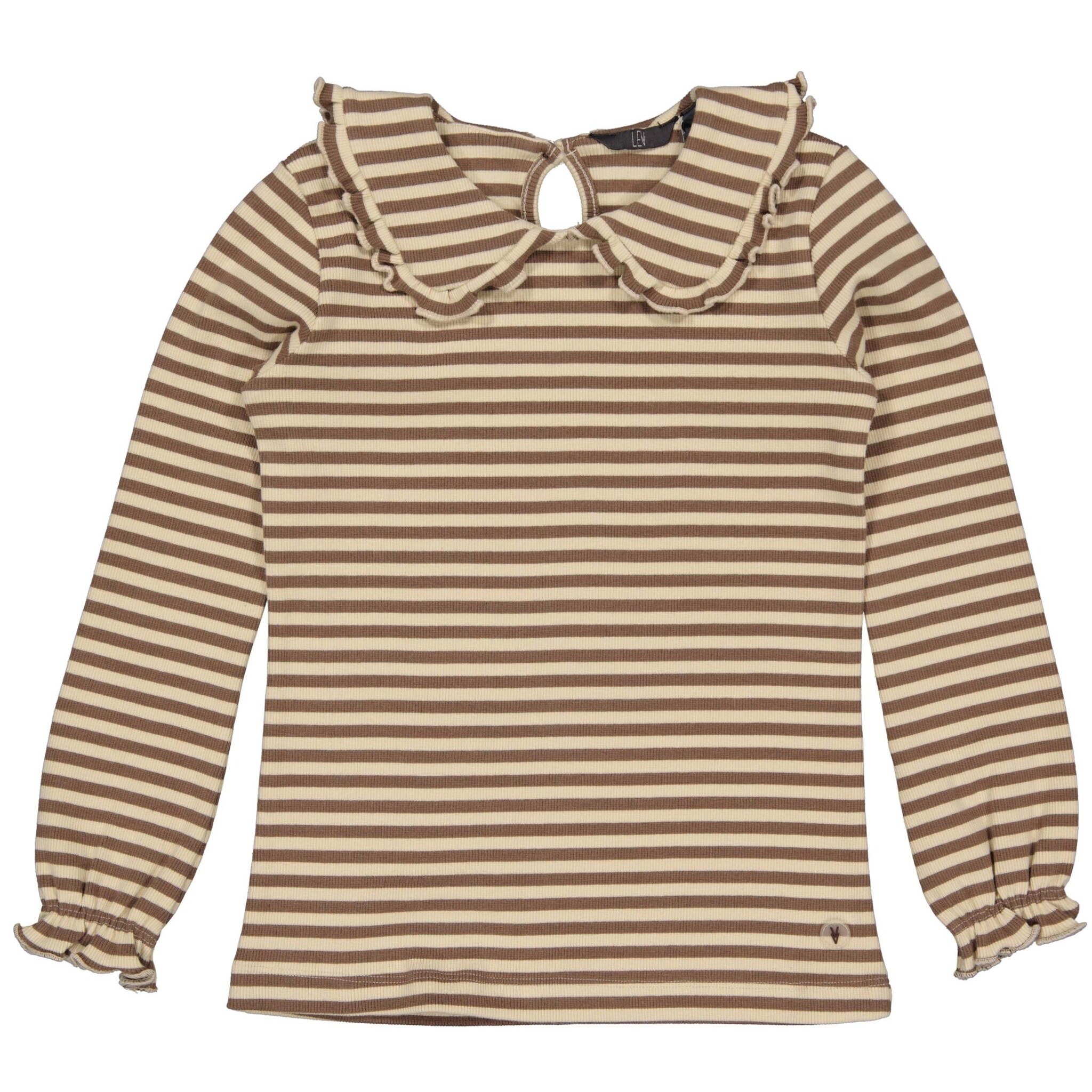 LEVV Little Meisjes shirt - Gioia - AOP streep klei bruin