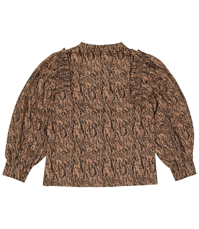 LEVV Meisjes blouse - Filou - AOP vlokken bruin