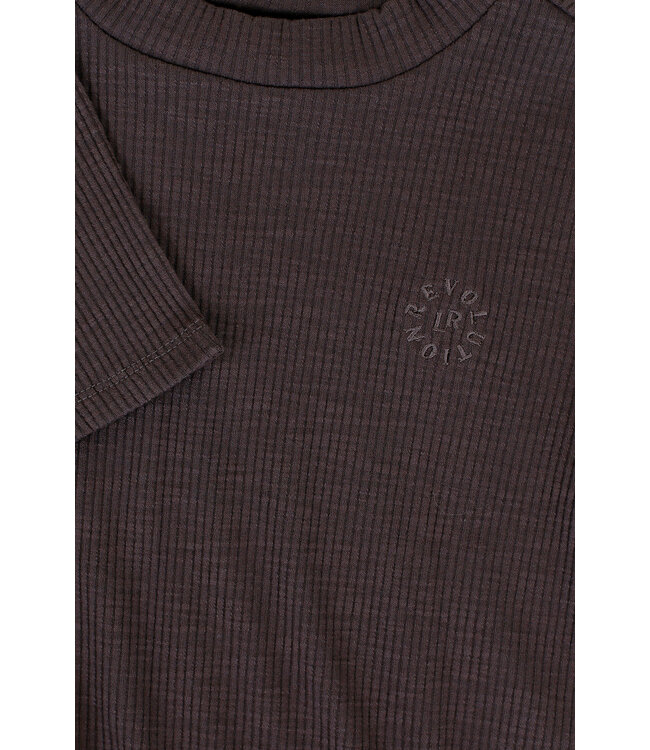 LOOXS 10sixteen Meisjes t-shirt rib loose slub - Antraciet