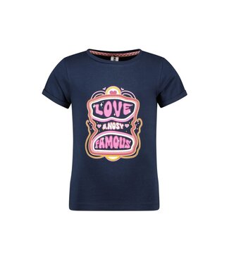 B.Nosy Meisjes t-shirt met print - Felice - Navy blauw