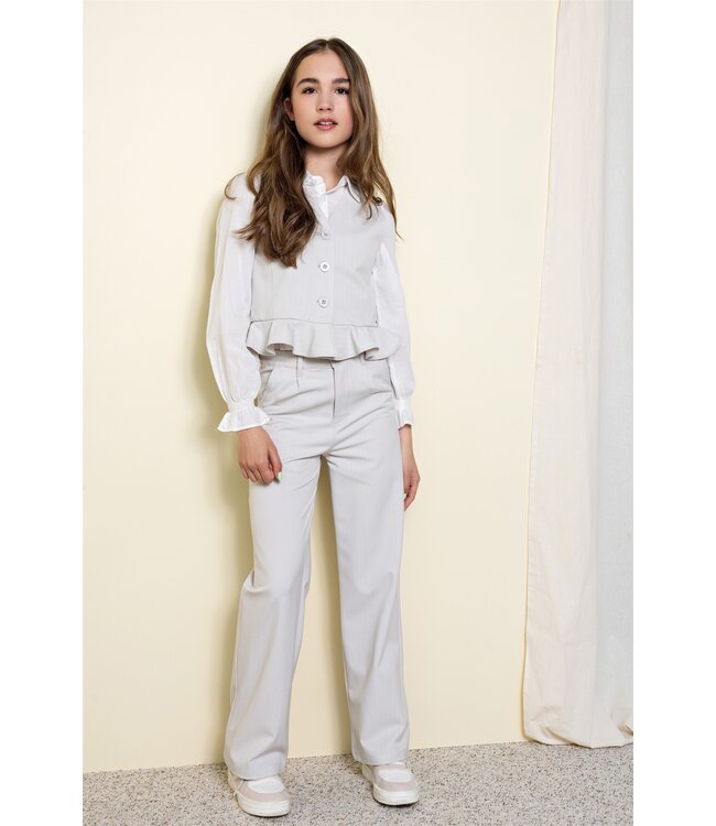 NoBell Meisjes broek wide leg - Sayla - Zilver grijs