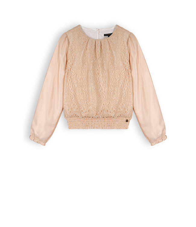 NoNo Meisjes blouse kant - Timmy - Licht goud