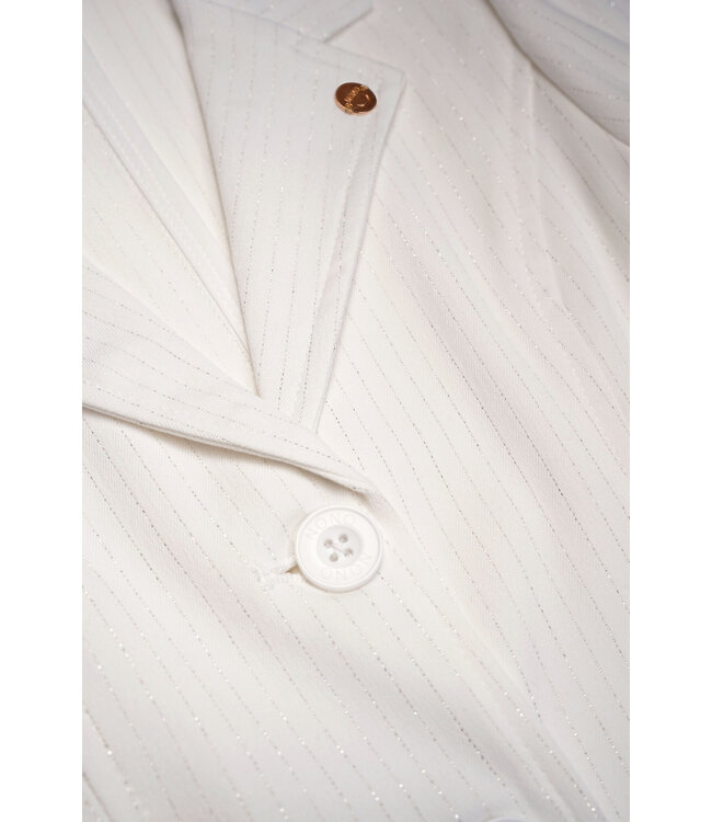NoNo Meisjes blazer lurex krijtstreep - Dip - Sneeuw wit